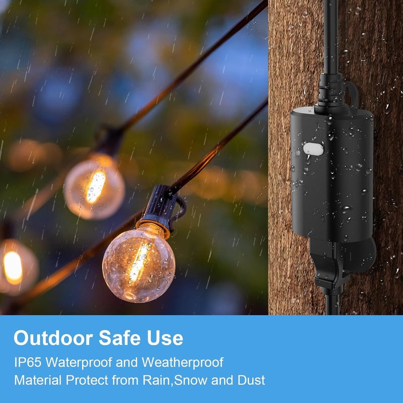 New One Smart Dimmer Plug Outdoor, Outdoor Smart Plug Waterproof, IP65 Smart Outlet, 2.4Ghz WiFi Dimmable Smart Plug Compatible with Google Assistant, Alexa, Smart Life - Image 4